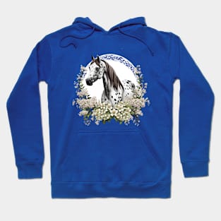 Cartoon Tattoo Art Of Appaloosa With Border Of Syringa Flowers Hoodie